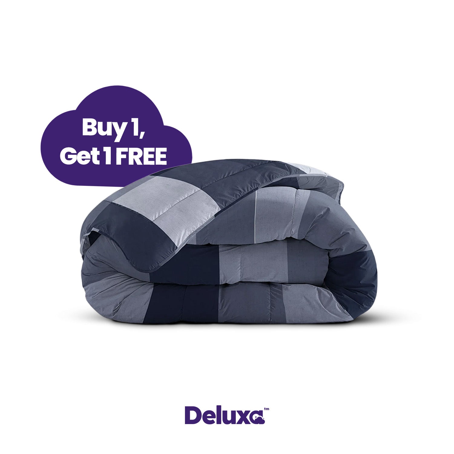CloudSoft 2-in-1 dekbed | Geruit blauw